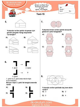 ilkokul 1. Sınıf Bilsem Zeka Testi 